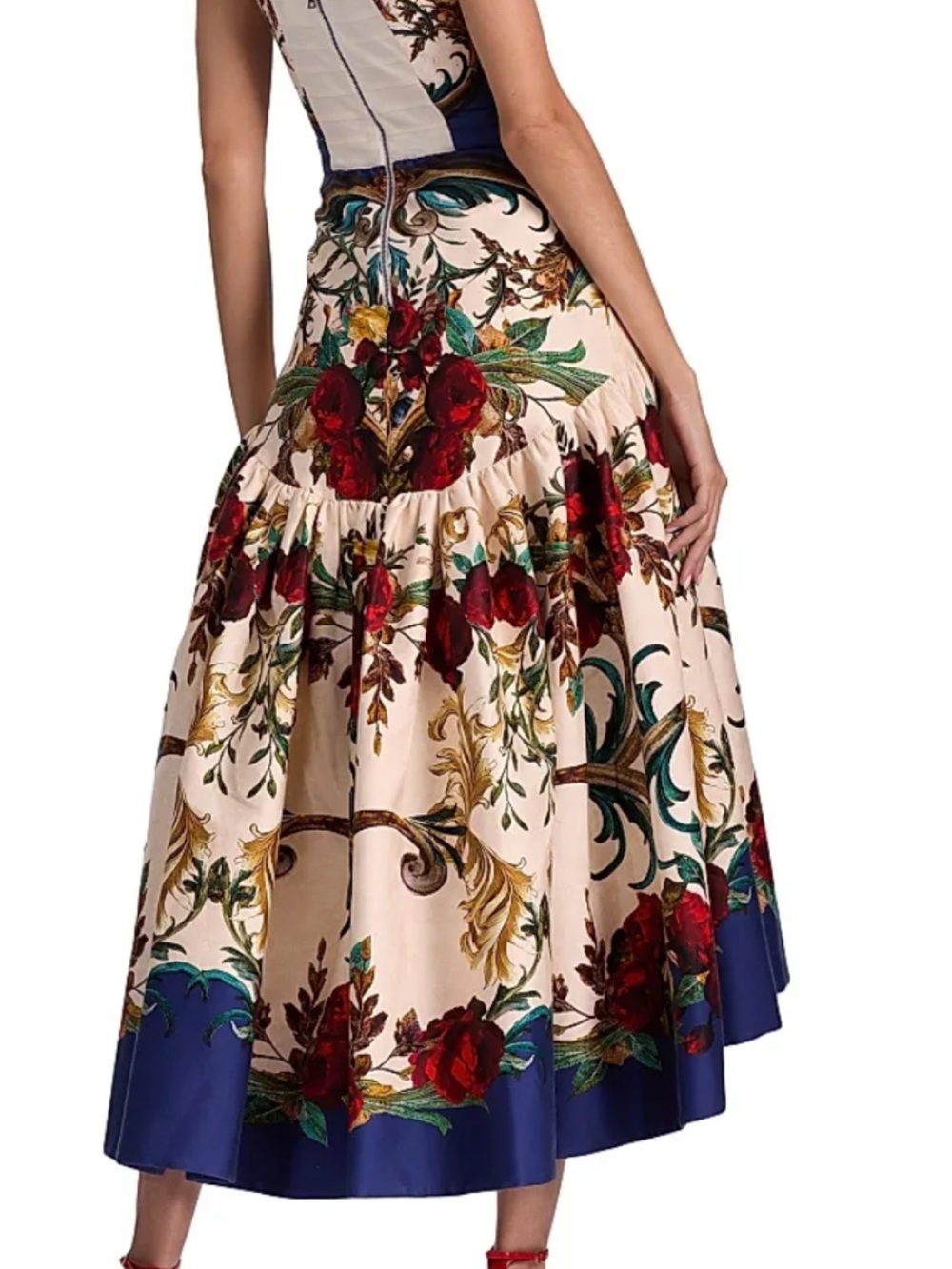 Alice + Olivia Diana Gilded Rose Baroque Floral High-Low Midi Dress - Picture 4 of 9